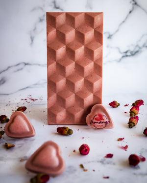 Coup de foudre - chocolat vegane Rose à la framboise