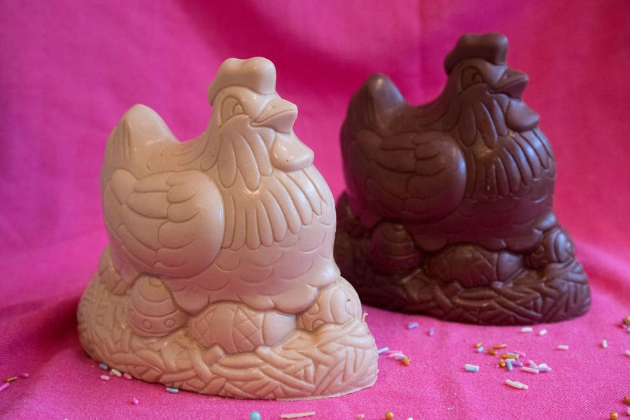 Poules en chocolat véganes (295g)